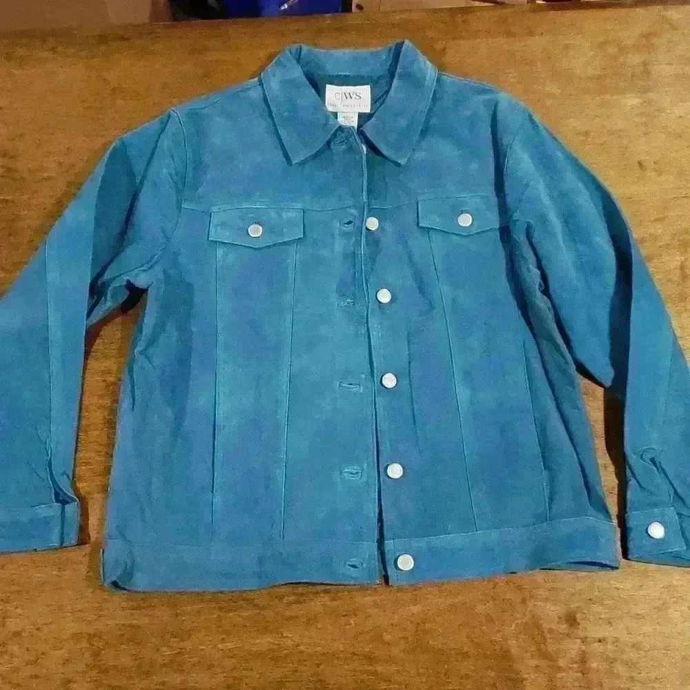 Casual Workstyles Turquoise Teal Leather Jacket Medium